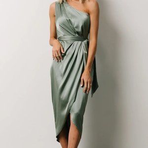 Celia One Shoulder Midi Dress Eucalyptus